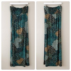 Wetseal Multi Color Blue Pattern Maxi Dress, M